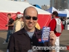 Fred Medel with the special ticket to ride along in a two-seater Indy car