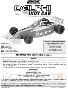 DuraTrax Delphi Indy Car Manual