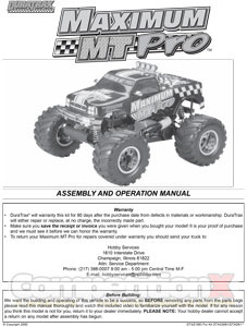 DuraTrax Maximum MT Pro Manual