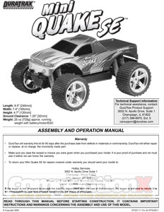 DuraTrax Mini Quake SE Manual