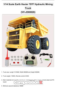 RC4WD Earth Hauler 797F Hydraulic Mining Truck Manual