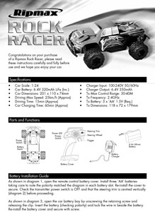 Ripmax 1/24 Rock Racer Monster Truck Manual