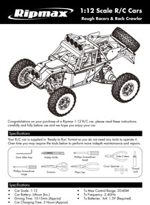 Ripmax Rough Racer Monster Truck Manual