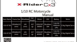 X-Rider CX3 Motorcycle Manual