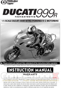 Thunder Tiger Ducati 999R NP Motorcycle Manual