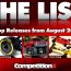 CompetitionX – The List – August 2022