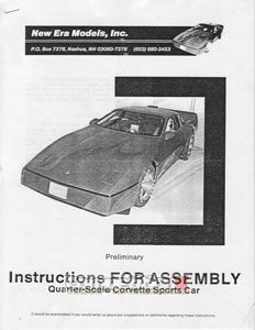 New Era Models Quarter Scale Muscle Corvette Manual