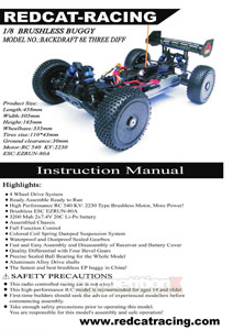 Redcat Racing Backdraft 8E Manual