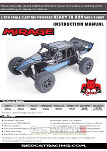 Redcat Racing Mirage Sand Rail Manual