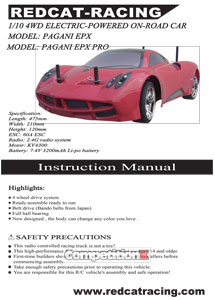 Redcat Racing Pagani EPX Manual
